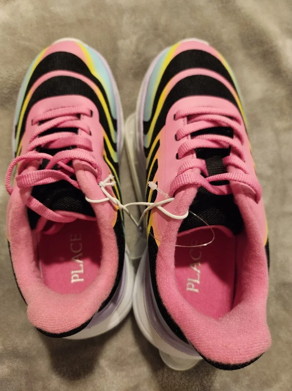NWT Kids Pink Rainbow Athletic Sneakers, Size 13Y